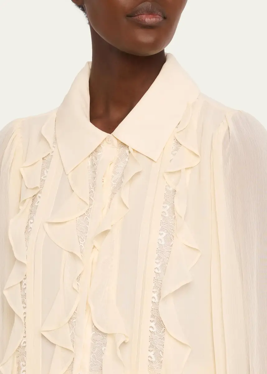 Ramy Brook Claire Ruffle Blouson-Sleeve Silk Blouse | Thumbnail 5 Ramy Brook Claire Ruffle Blouson-Sleeve Silk Blouse | Thumbnail 5