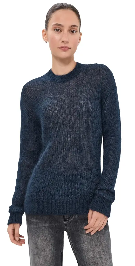 Tibi Silk Super Kid Mohair Crewneck Easy Pullover