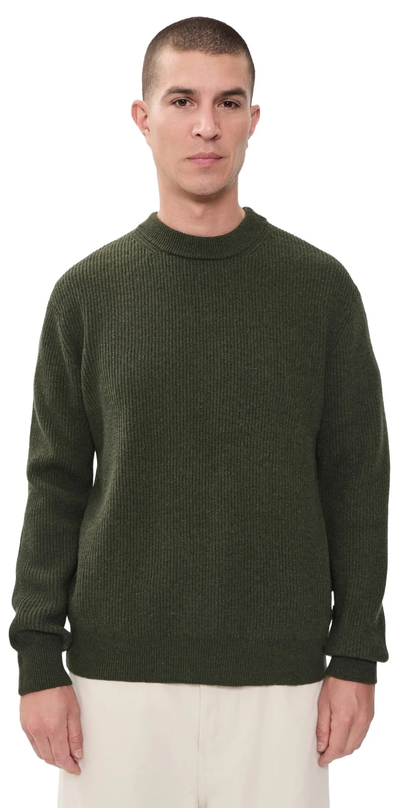 Wool Rib Crew Neck Knit Sweater Wool Rib Crew Neck Knit Sweater
