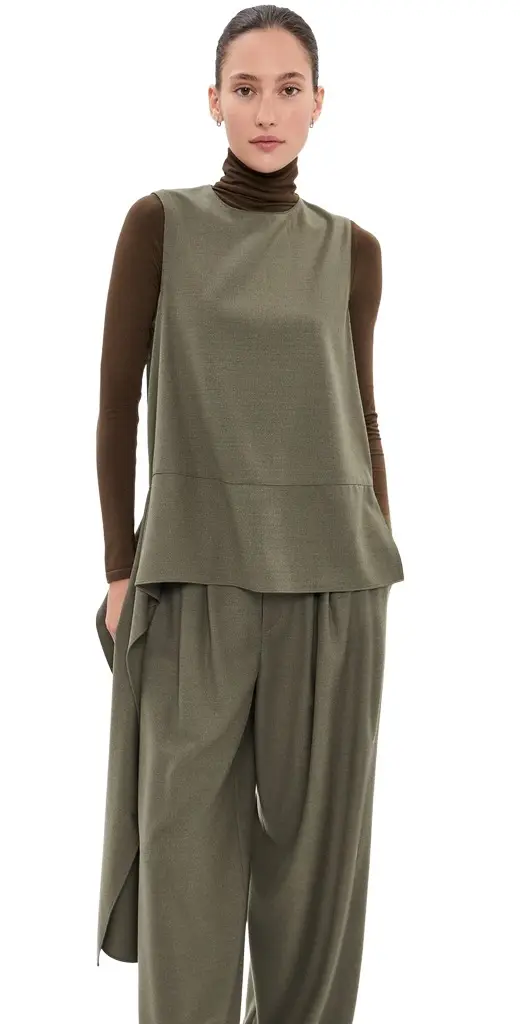 Tibi Cozy Flannel Asymmetrical Sleeveless Top