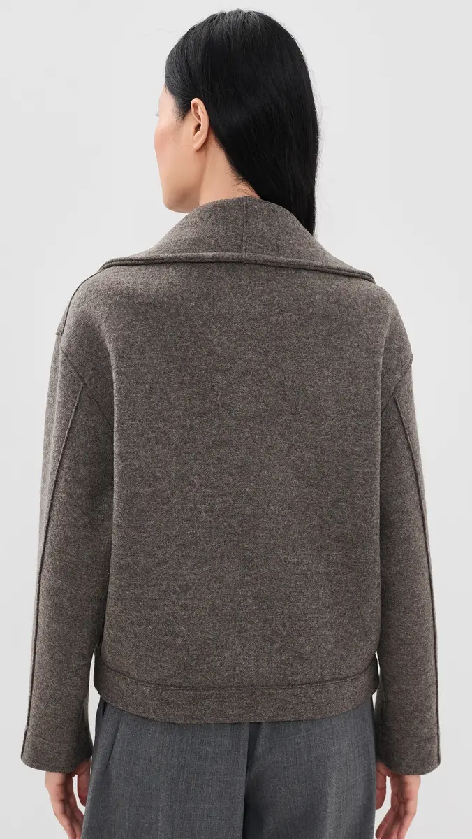 Harris Wharf London Wool Funnel Biker Jacket | Thumbnail 3 Harris Wharf London Wool Funnel Biker Jacket | Thumbnail 3