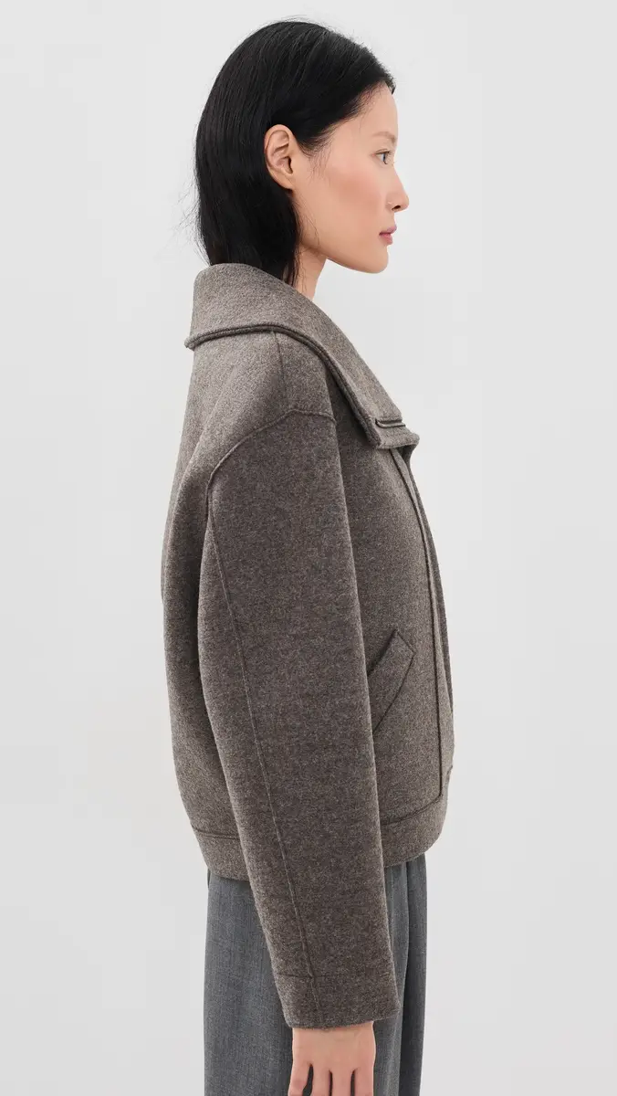 Harris Wharf London Wool Funnel Biker Jacket | Thumbnail 4 Harris Wharf London Wool Funnel Biker Jacket | Thumbnail 4