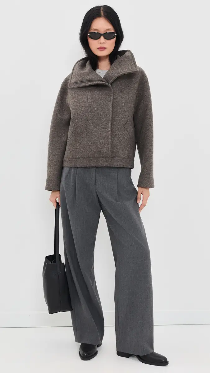 Harris Wharf London Wool Funnel Biker Jacket | Thumbnail 5 Harris Wharf London Wool Funnel Biker Jacket | Thumbnail 5