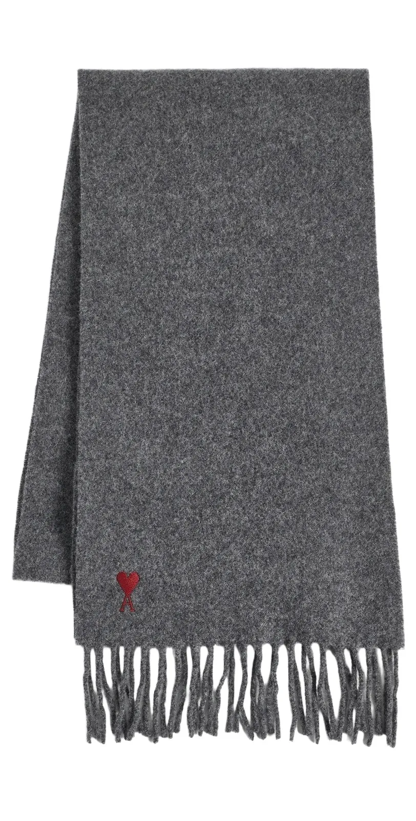Quota Wool Scarf with Red De Coeur Embroidery Quota Wool Scarf with Red De Coeur Embroidery