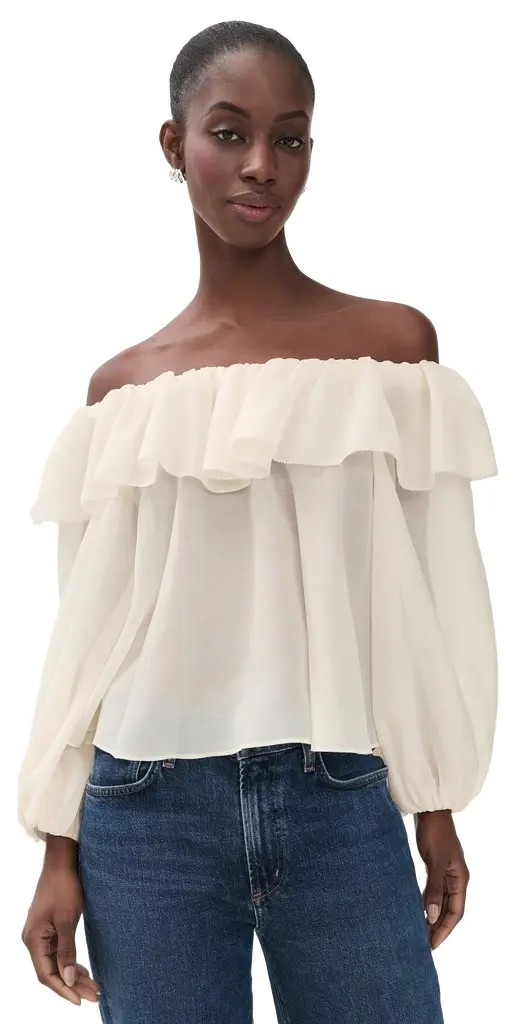 Alice + Olivia Alta Off Shoulder Ruffle Blouse