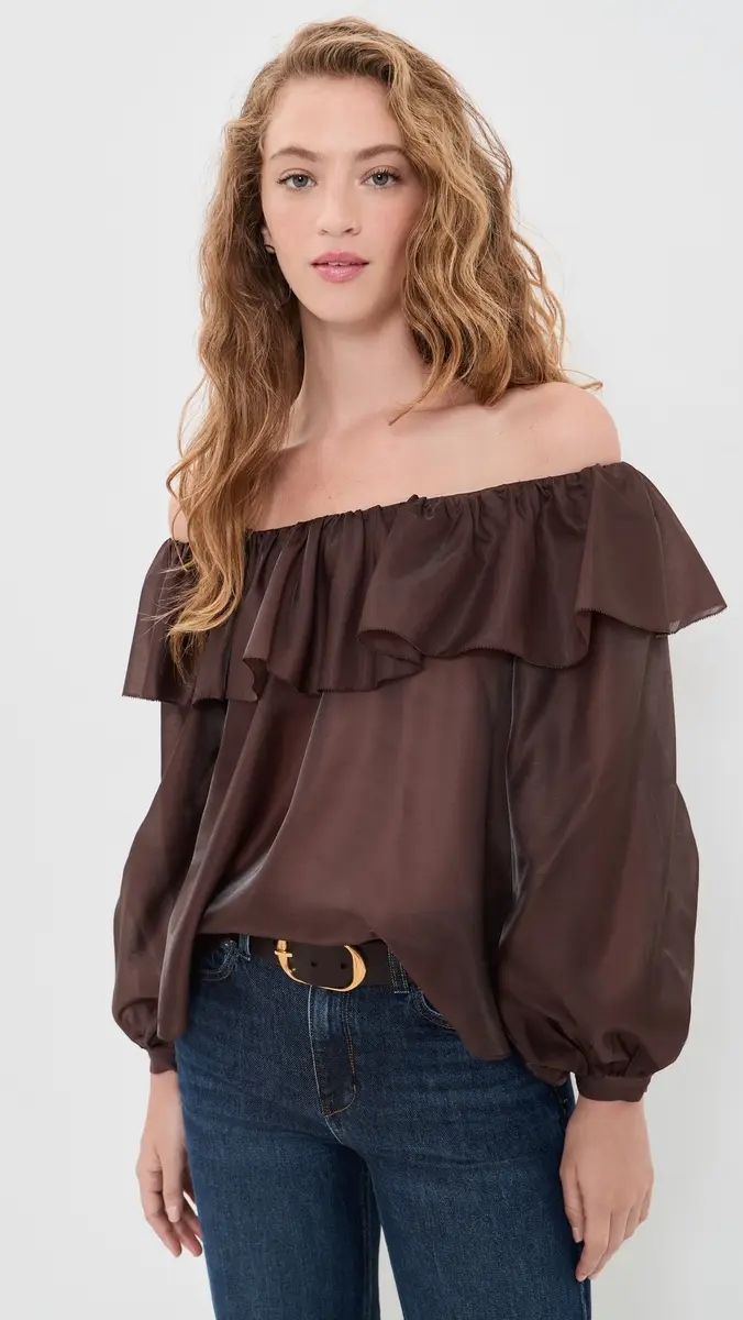 Alice + Olivia Alta Off Shoulder Ruffle Blouse | Thumbnail 2 Alice + Olivia Alta Off Shoulder Ruffle Blouse | Thumbnail 2