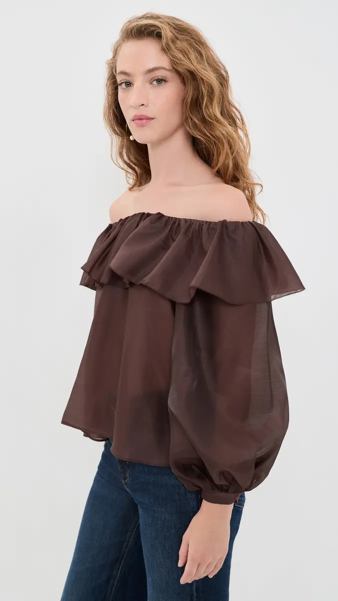 Alice + Olivia Alta Off Shoulder Ruffle Blouse | Thumbnail 4 Alice + Olivia Alta Off Shoulder Ruffle Blouse | Thumbnail 4