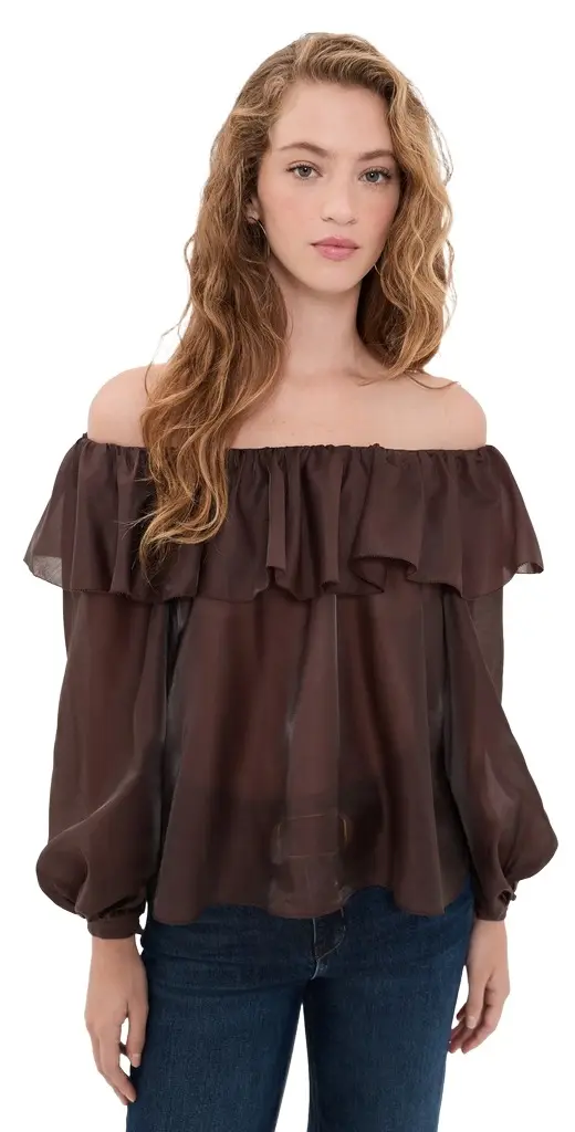 Alice + Olivia Alta Off Shoulder Ruffle Blouse