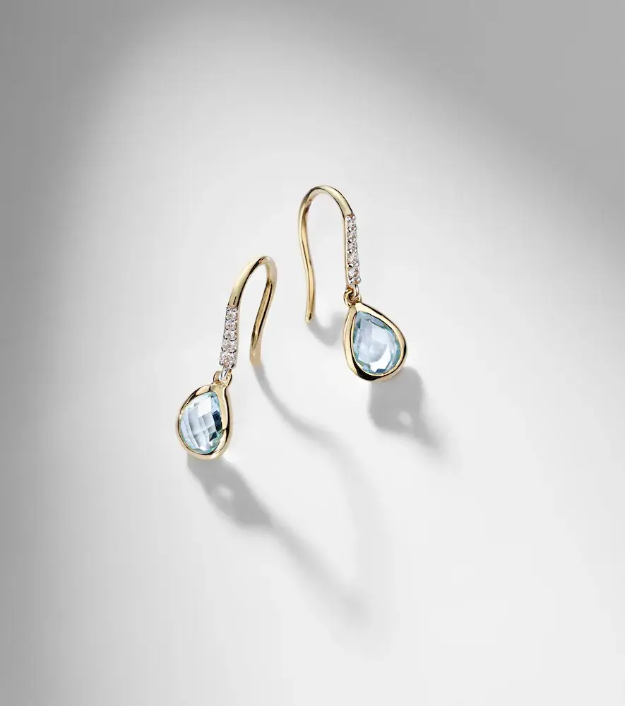 Mateo 14kt gold drop earrings with topaz and diamonds | Thumbnail 5 Mateo 14kt gold drop earrings with topaz and diamonds | Thumbnail 5