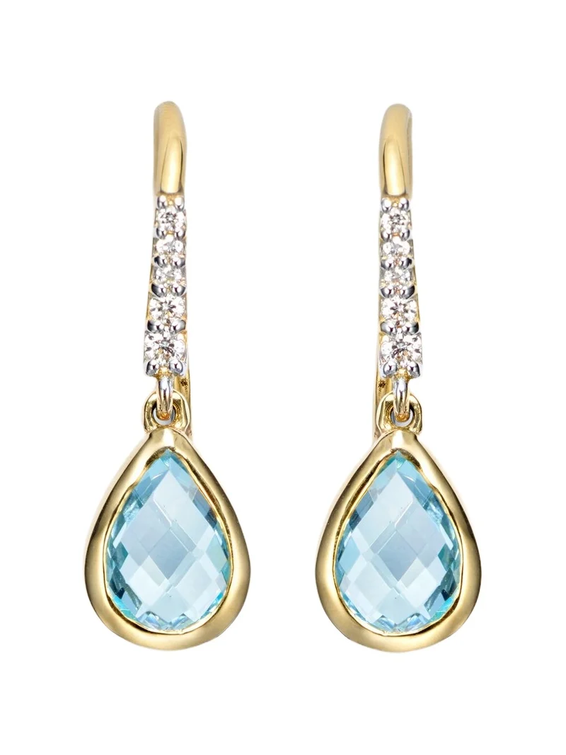 Mateo 14kt gold drop earrings with topaz and diamonds