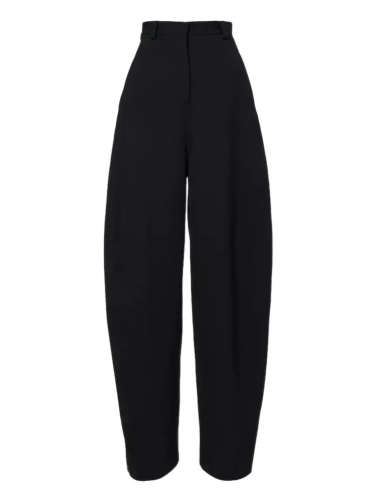 Wool barrel-leg pants