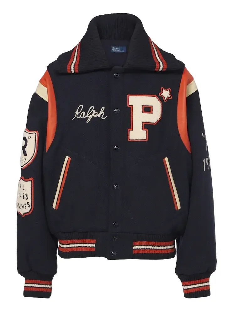 Patch-appliqué wool-blend varsity jacket