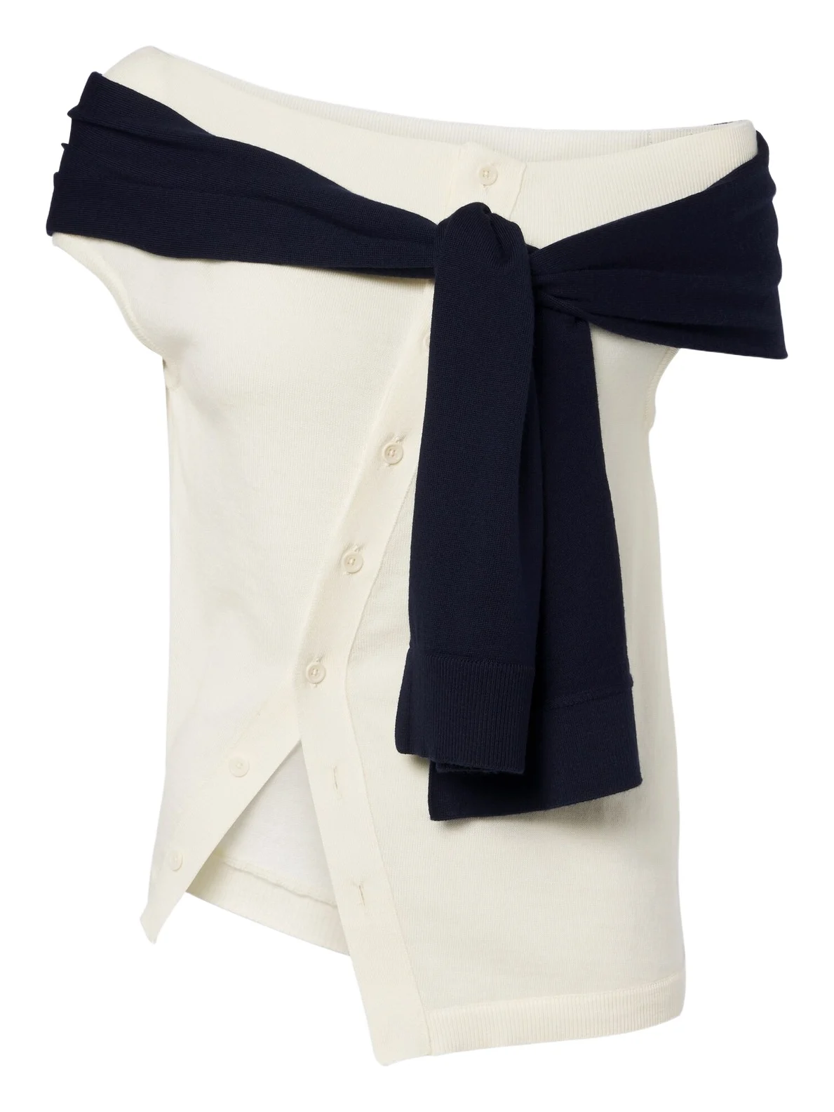 Layered off-shoulder wool top Layered off-shoulder wool top