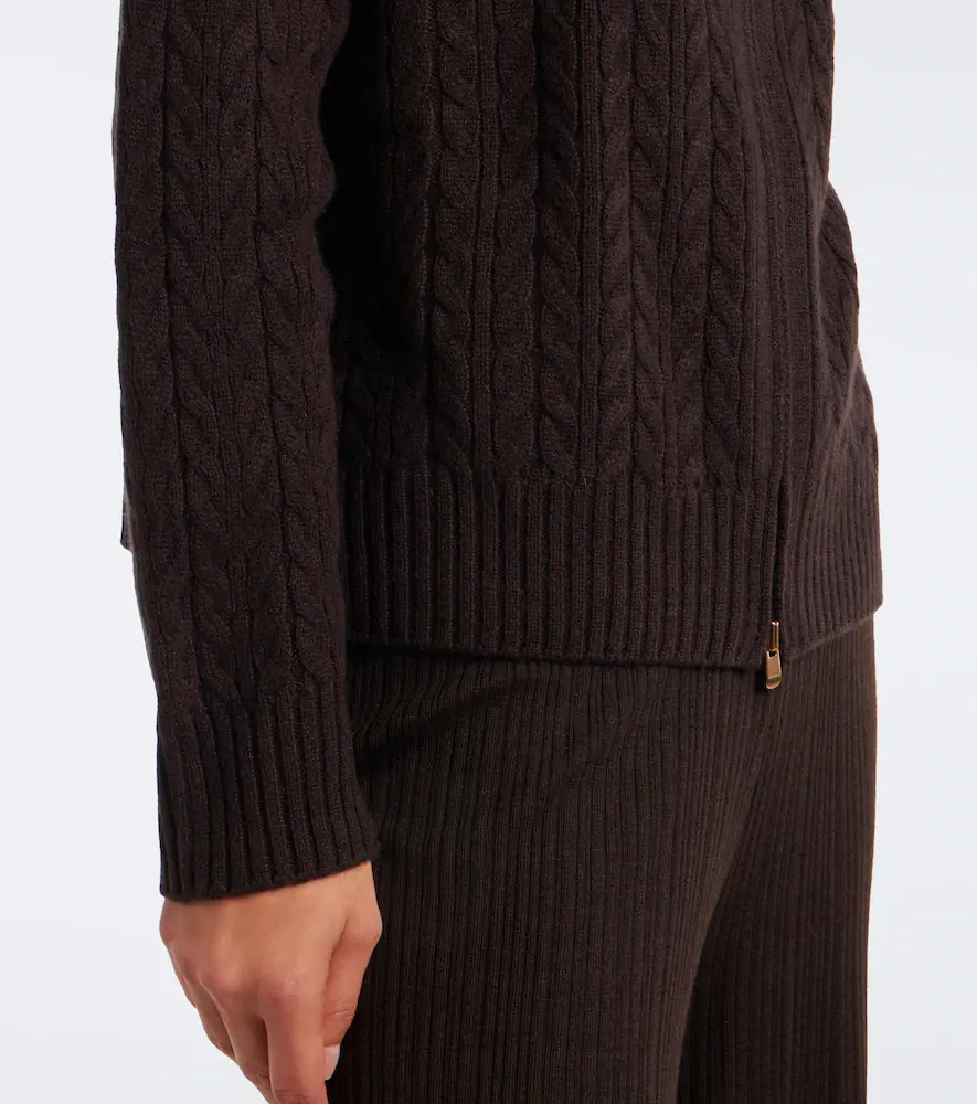 AGNONA Cable-knit cashmere zip-up hoodie | Thumbnail 2