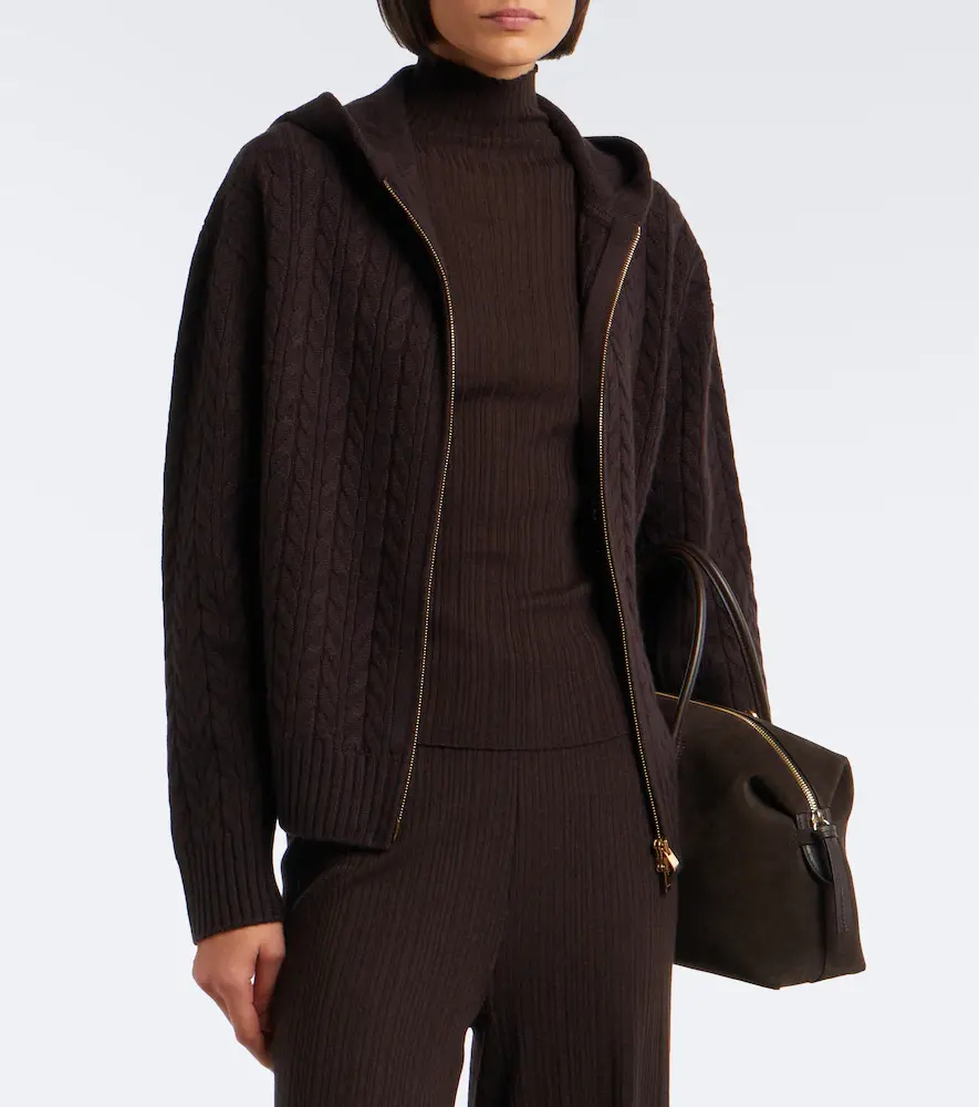 AGNONA Cable-knit cashmere zip-up hoodie | Thumbnail 4