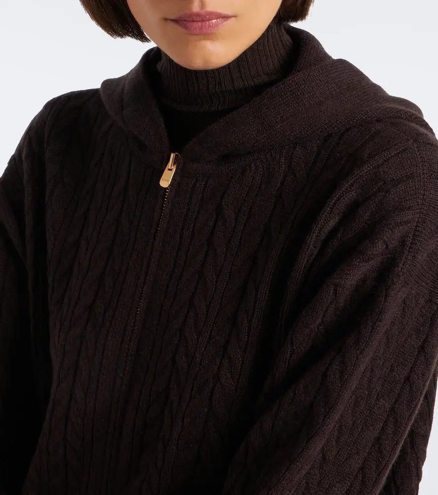 AGNONA Cable-knit cashmere zip-up hoodie | Thumbnail 6