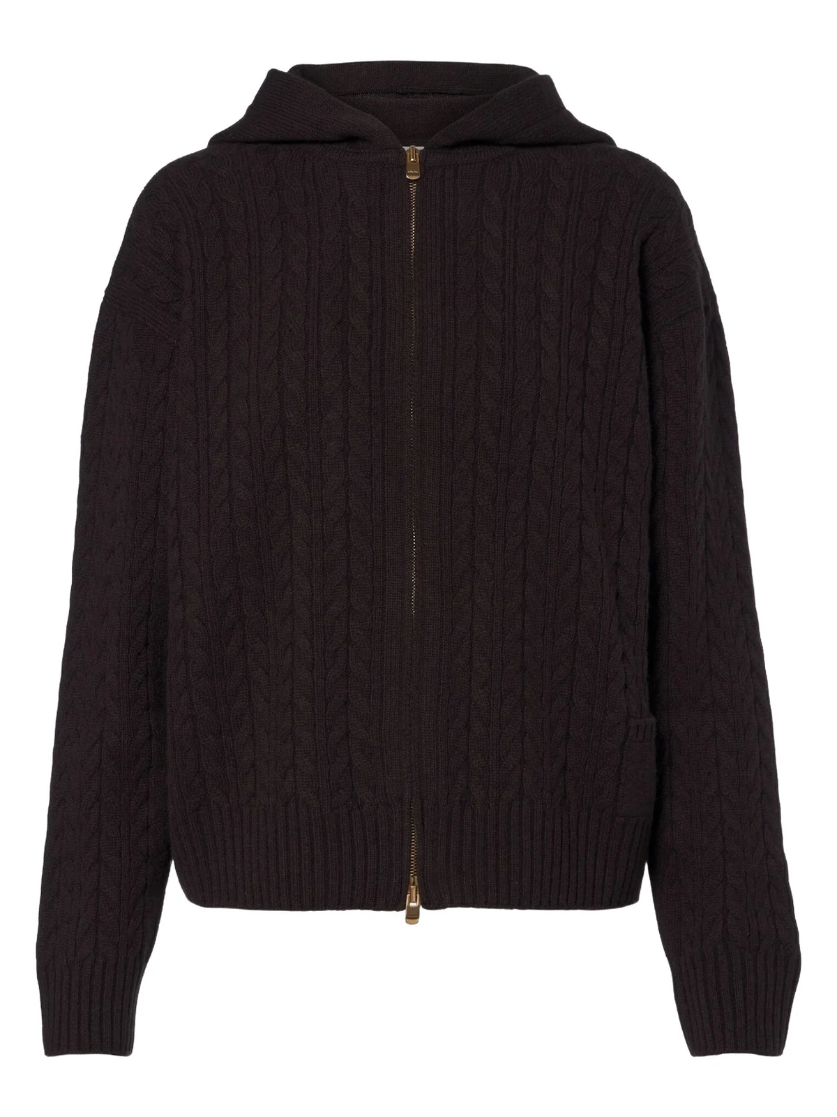 Cable-knit cashmere zip-up hoodie Cable-knit cashmere zip-up hoodie