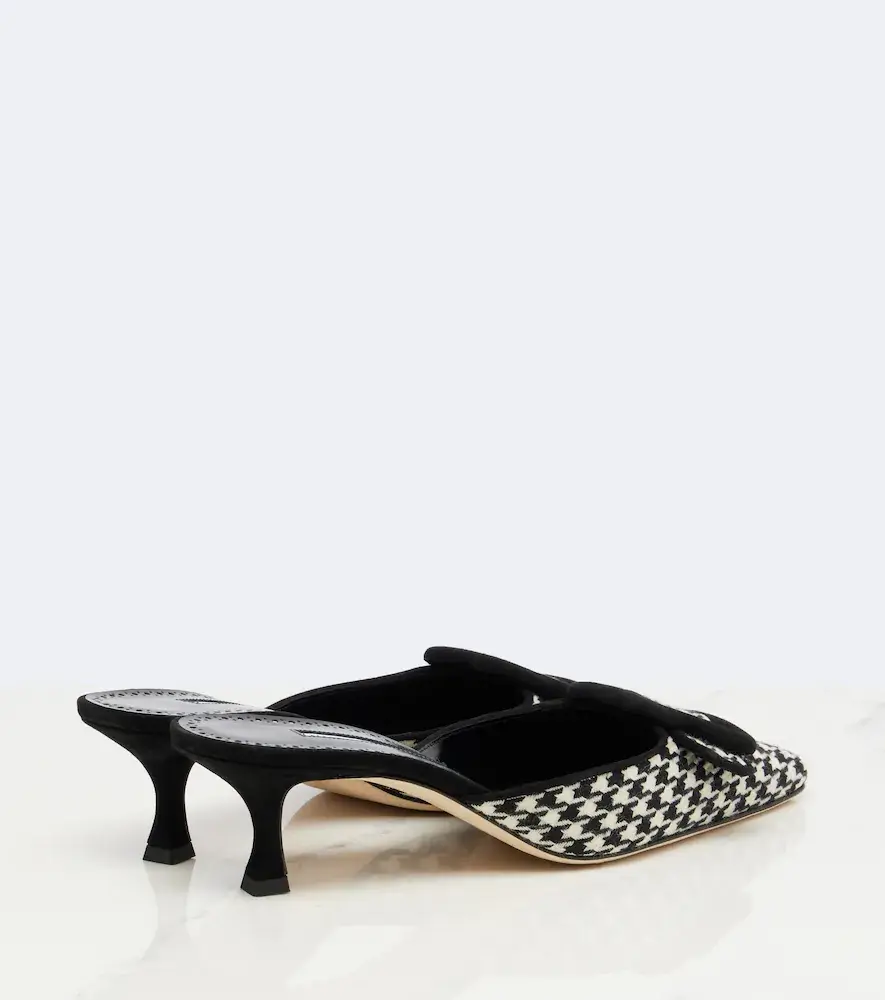 Manolo Blahnik Maysalebi houndstooth suede-trimmed mules | Thumbnail 2