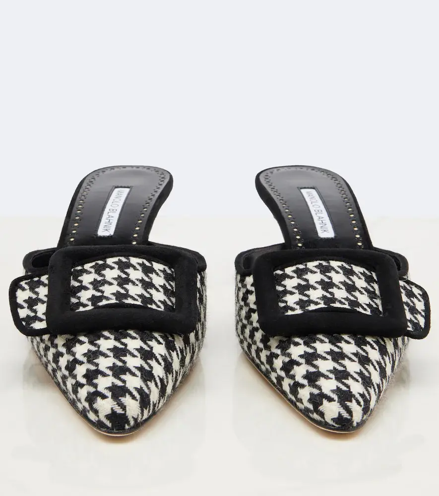 Manolo Blahnik Maysalebi houndstooth suede-trimmed mules | Thumbnail 3