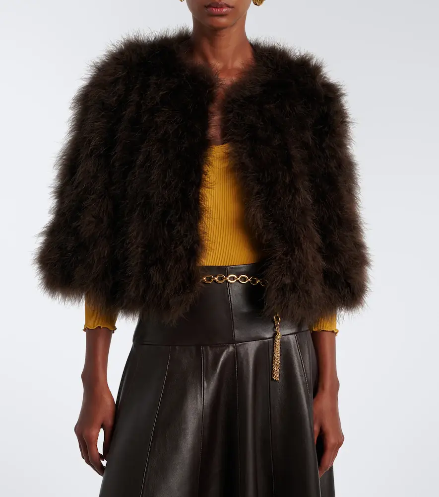 Yves Salomon Cropped feather jacket | Thumbnail 6