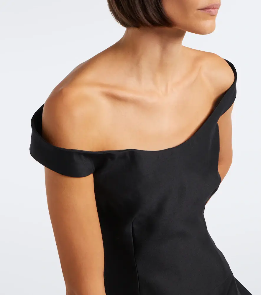 Balenciaga Off-shoulder wool and silk corset dress | Thumbnail 3 Balenciaga Off-shoulder wool and silk corset dress | Thumbnail 3