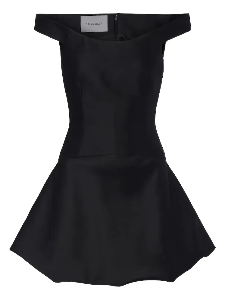 Off-shoulder wool and silk corset dress Off-shoulder wool and silk corset dress