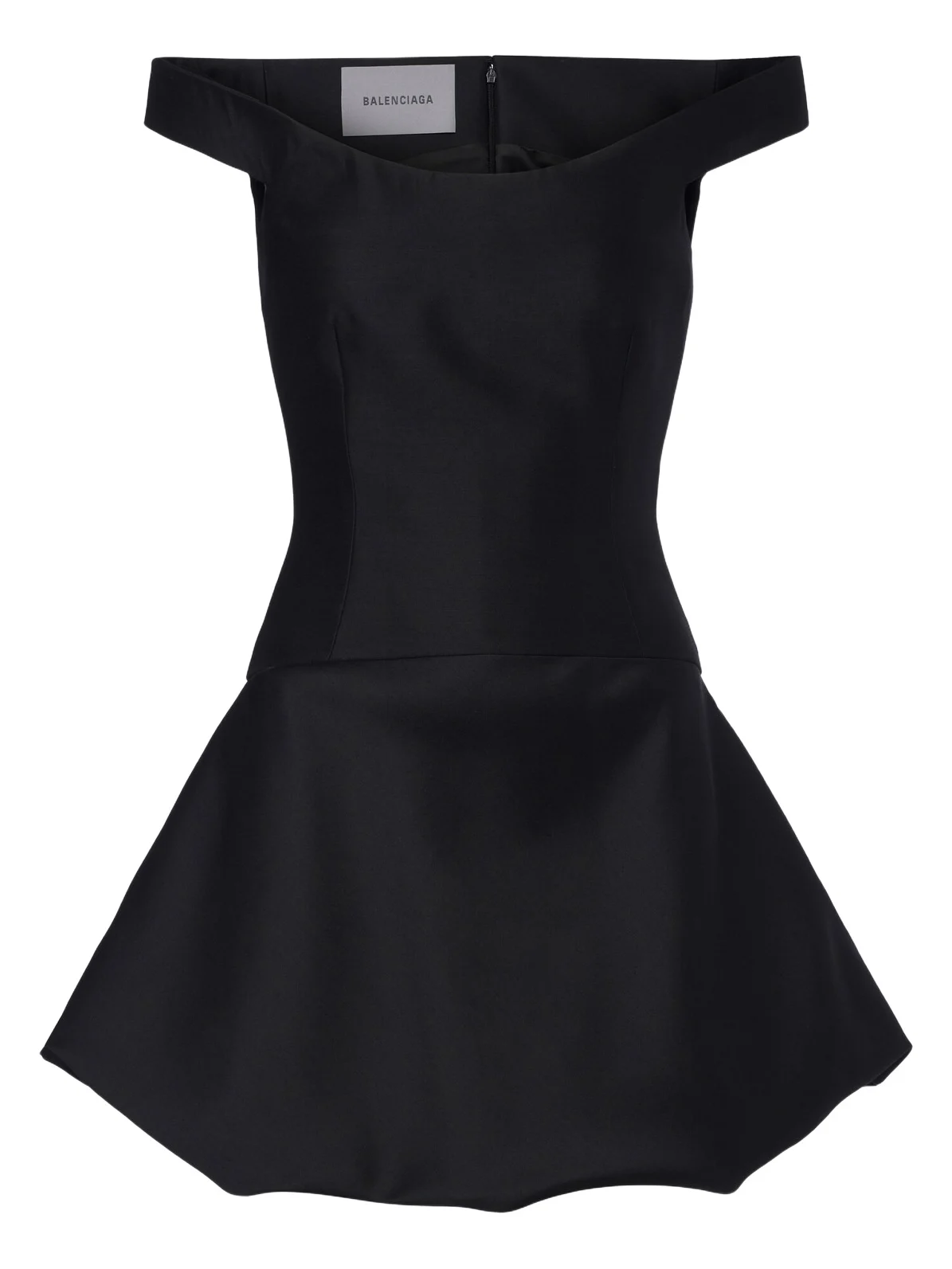 Balenciaga Off-shoulder wool and silk corset dress
