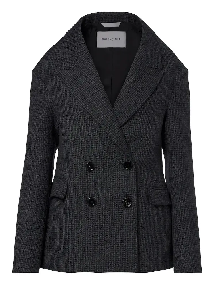 Houndstooth double-breasted wool jacket Houndstooth double-breasted wool jacket