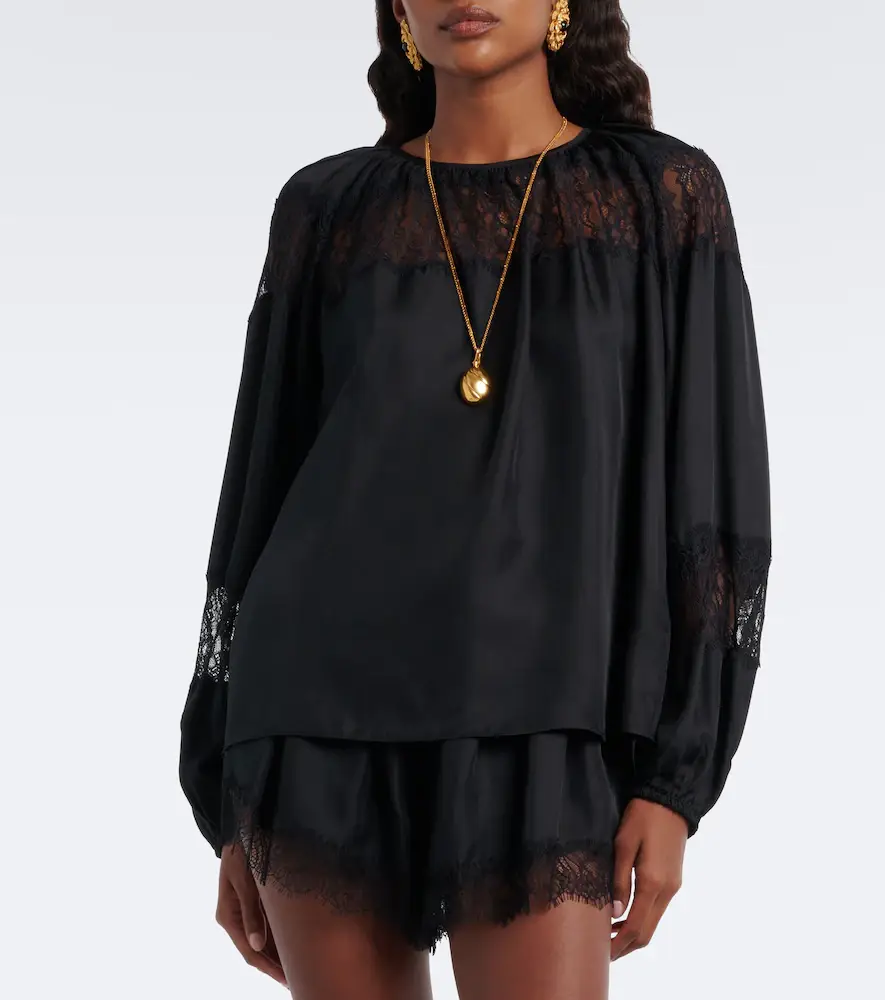 Ulla Johnson Bess lace-trimmed silk blouse | Thumbnail 4 Ulla Johnson Bess lace-trimmed silk blouse | Thumbnail 4