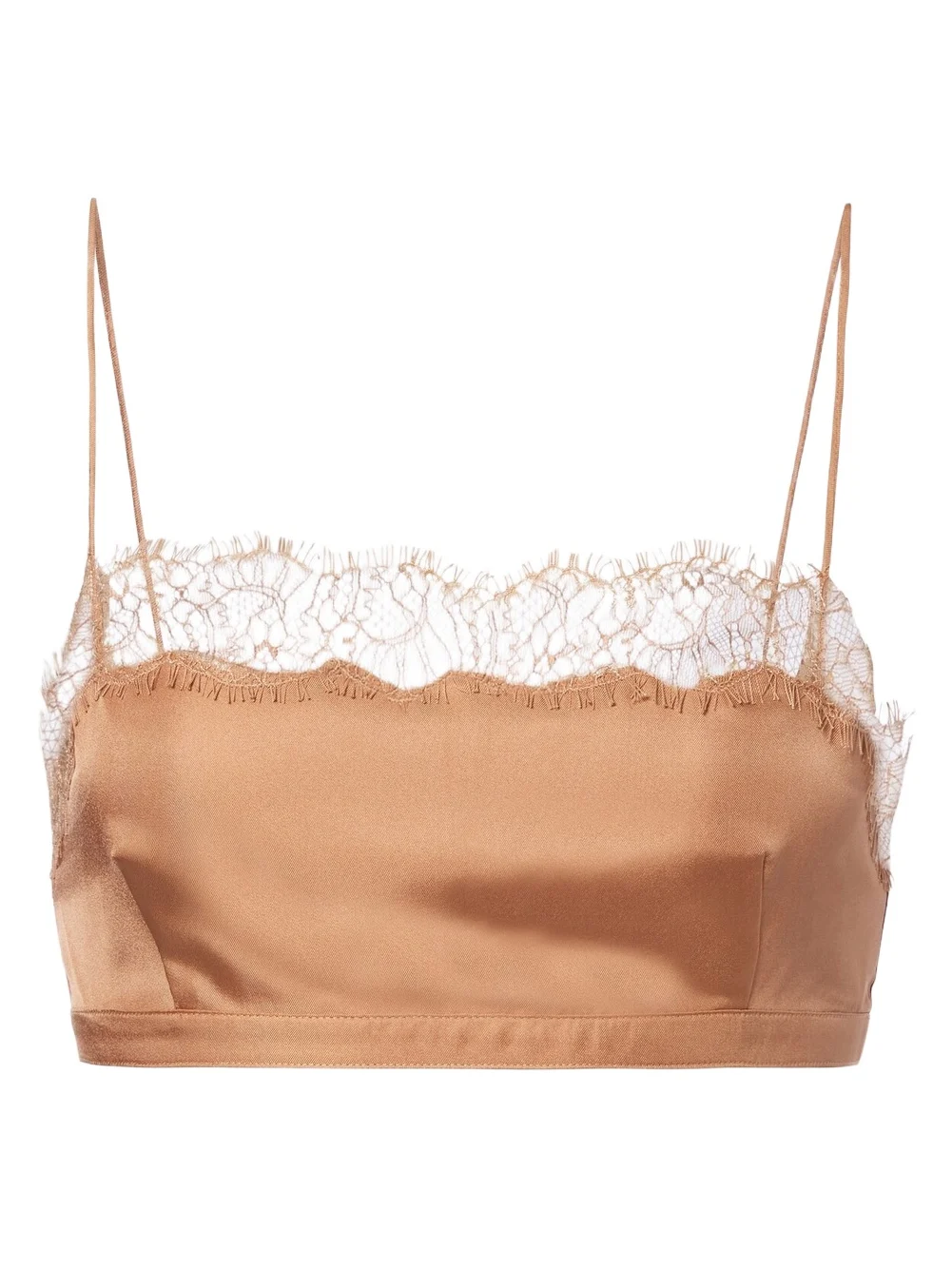 Ulla Johnson Leiko lace-trimmed silk twill crop top