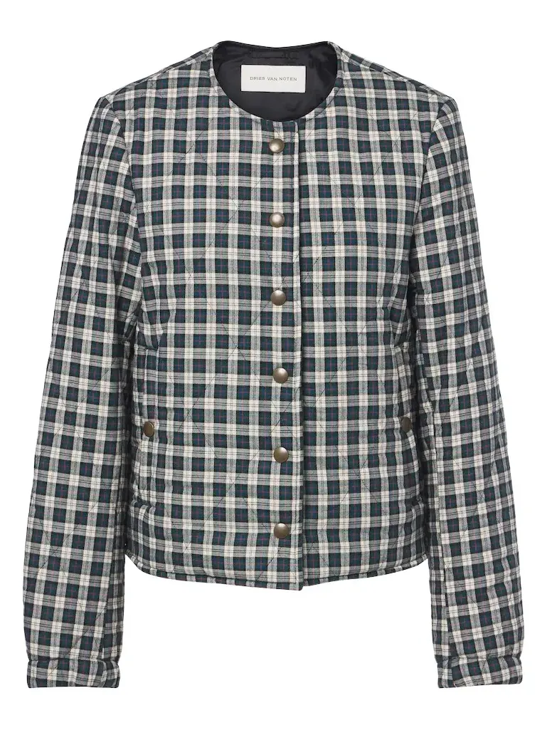 Checked quilted cotton-blend jacket Checked quilted cotton-blend jacket