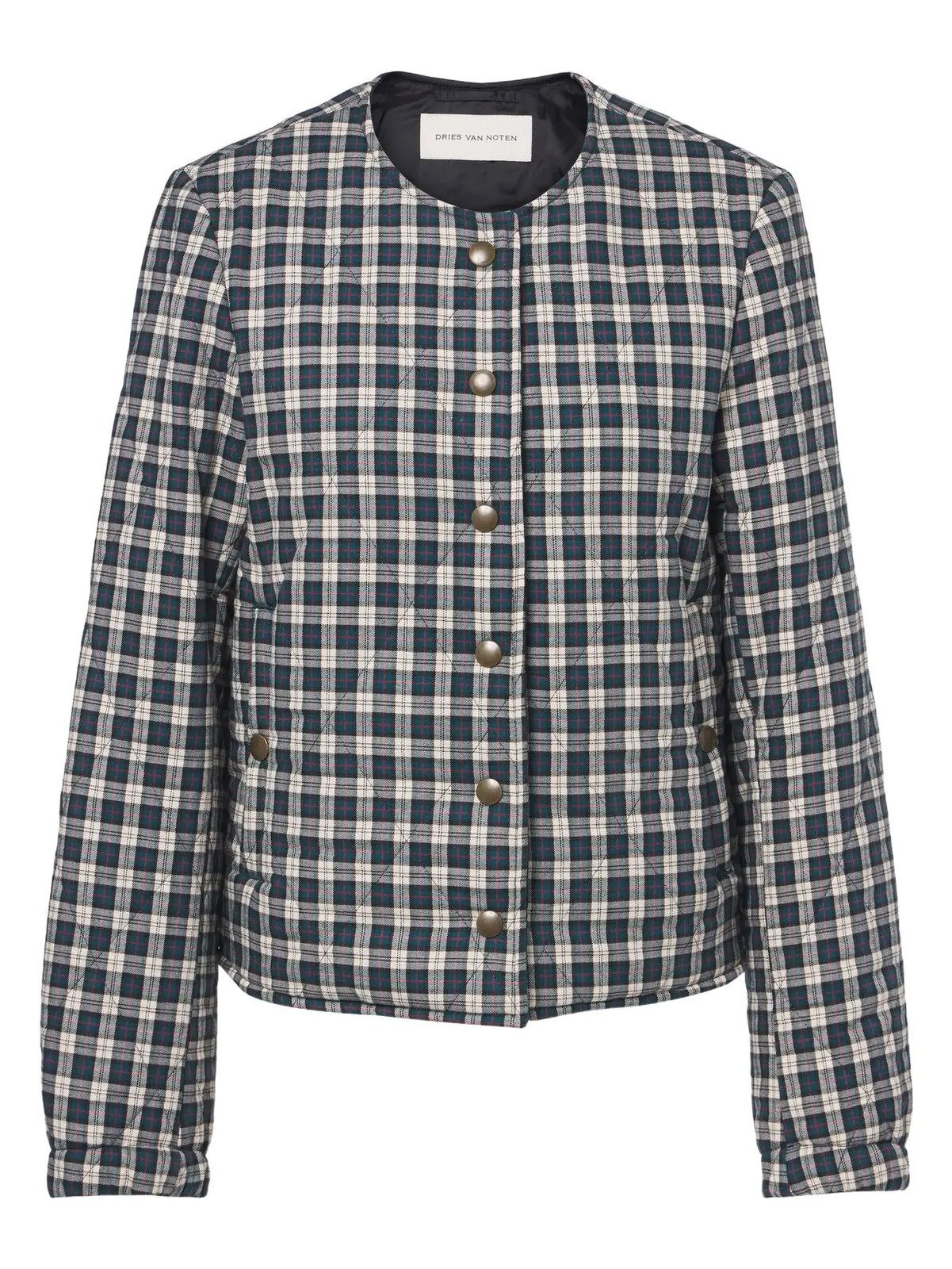 Checked quilted cotton-blend jacket