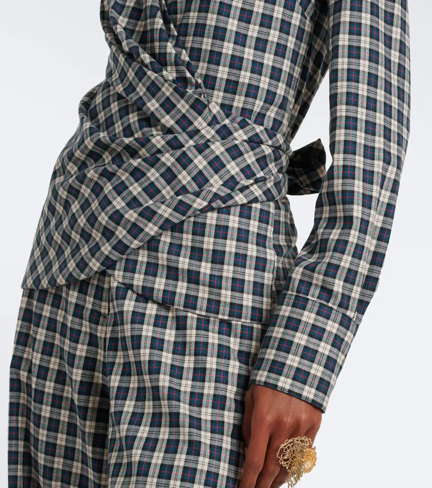 Dries Van Noten Draped plaid cotton flannel shirt | Thumbnail 3 Dries Van Noten Draped plaid cotton flannel shirt | Thumbnail 3