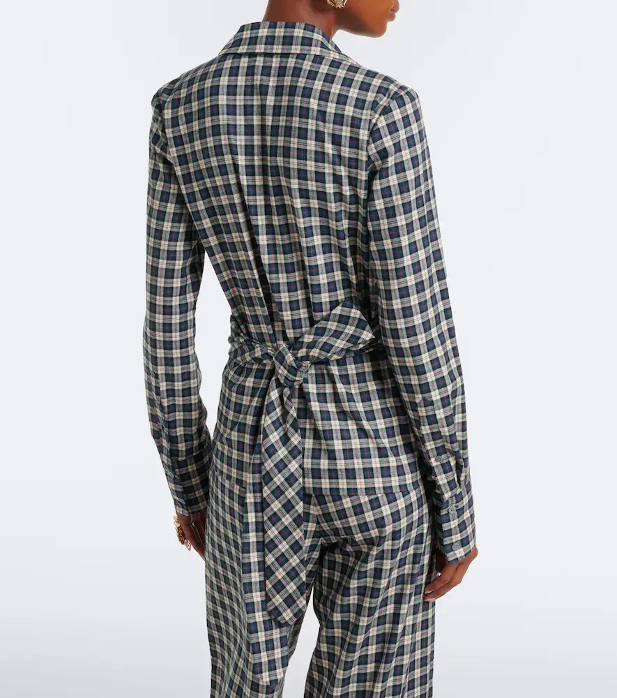 Dries Van Noten Draped plaid cotton flannel shirt | Thumbnail 4 Dries Van Noten Draped plaid cotton flannel shirt | Thumbnail 4