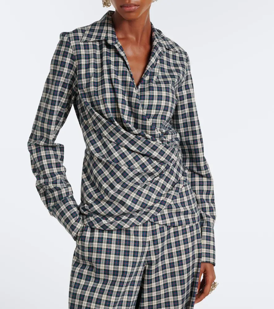Dries Van Noten Draped plaid cotton flannel shirt | Thumbnail 5 Dries Van Noten Draped plaid cotton flannel shirt | Thumbnail 5