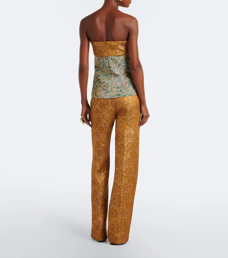 Dries Van Noten Belted jacquard wide-leg pants | Thumbnail 3