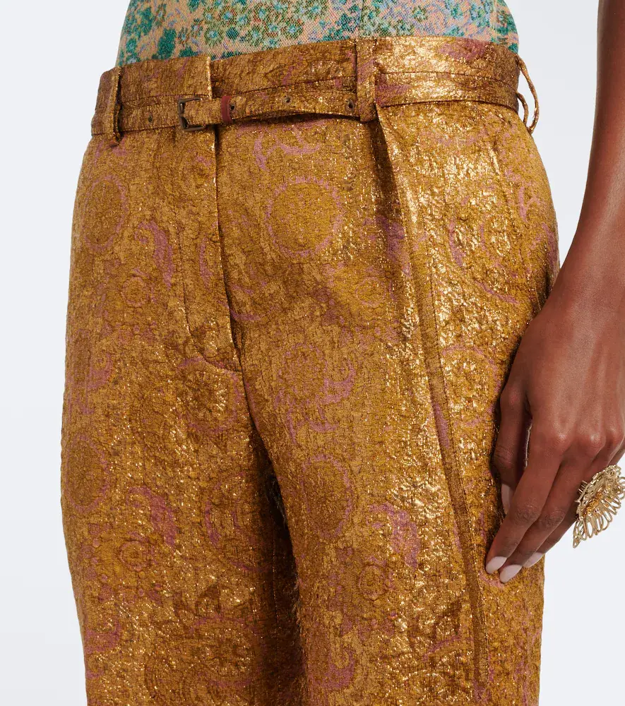 Dries Van Noten Belted jacquard wide-leg pants | Thumbnail 6
