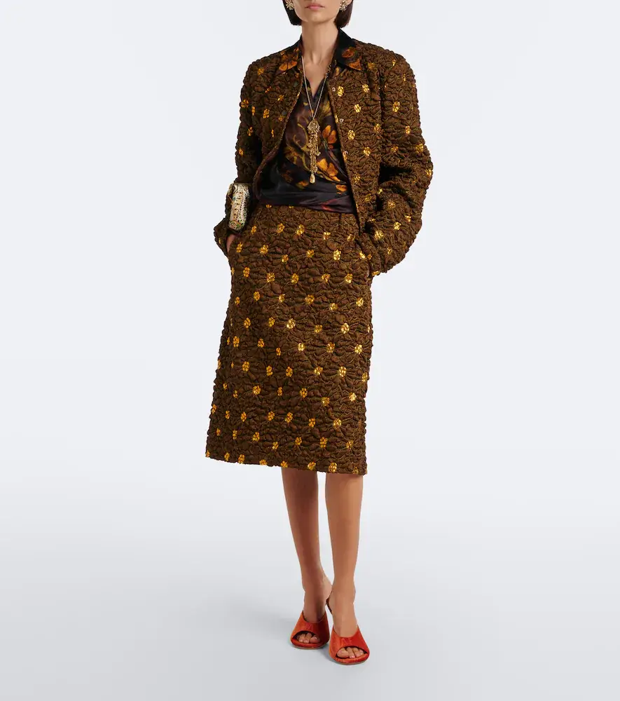 Dries Van Noten Embellished floral cloqué midi skirt | Thumbnail 5 Dries Van Noten Embellished floral cloqué midi skirt | Thumbnail 5