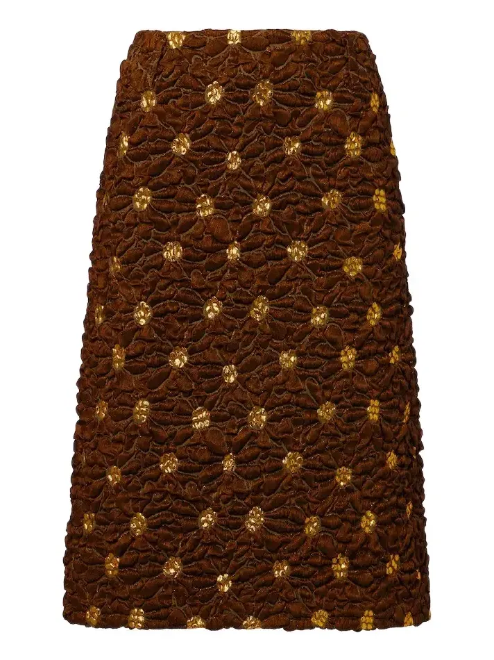 Embellished floral cloqué midi skirt Embellished floral cloqué midi skirt