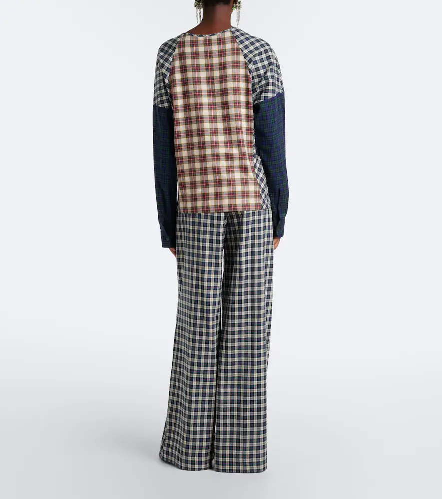 Dries Van Noten Checked cotton flannel wide-leg pants | Thumbnail 2 Dries Van Noten Checked cotton flannel wide-leg pants | Thumbnail 2