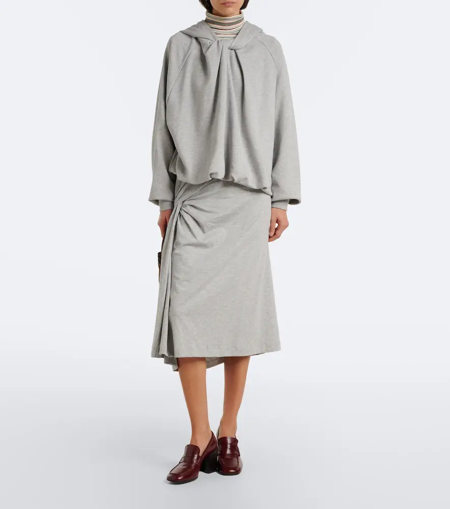 Dries Van Noten Draped cotton jersey hoodie | Thumbnail 4 Dries Van Noten Draped cotton jersey hoodie | Thumbnail 4