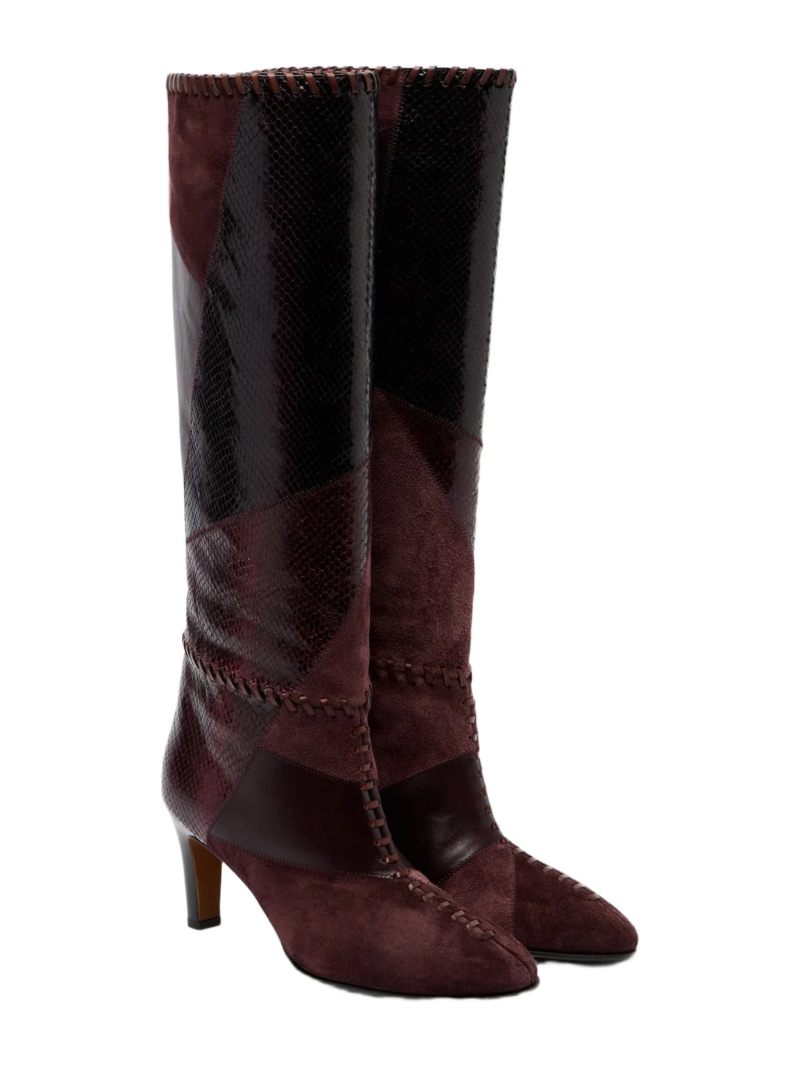 Alchemy leather and suede knee-high boots