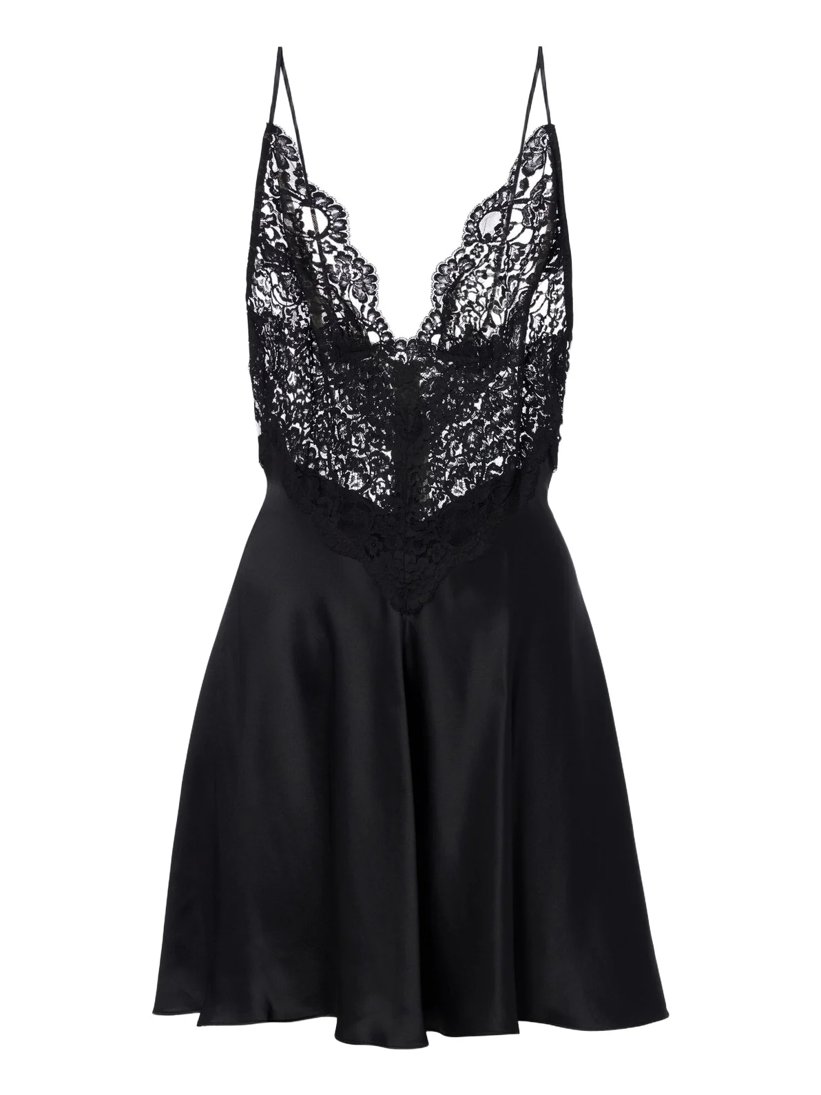 Lace and silk satin minidress