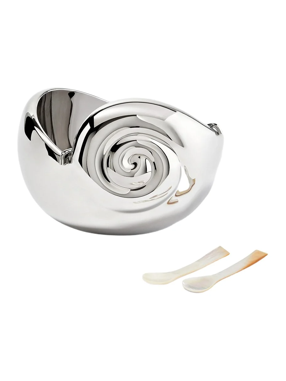 L'Objet x Jessica McCormack stainless steel caviar dish and spoon set
