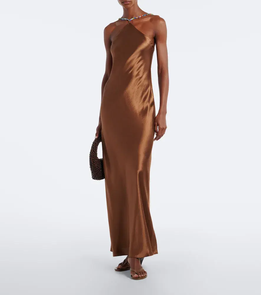 Staud Cedence beaded satin slip dress | Thumbnail 3 Staud Cedence beaded satin slip dress | Thumbnail 3