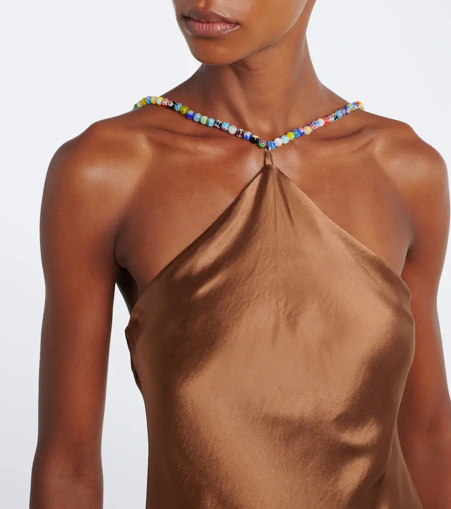 Staud Cedence beaded satin slip dress | Thumbnail 4 Staud Cedence beaded satin slip dress | Thumbnail 4