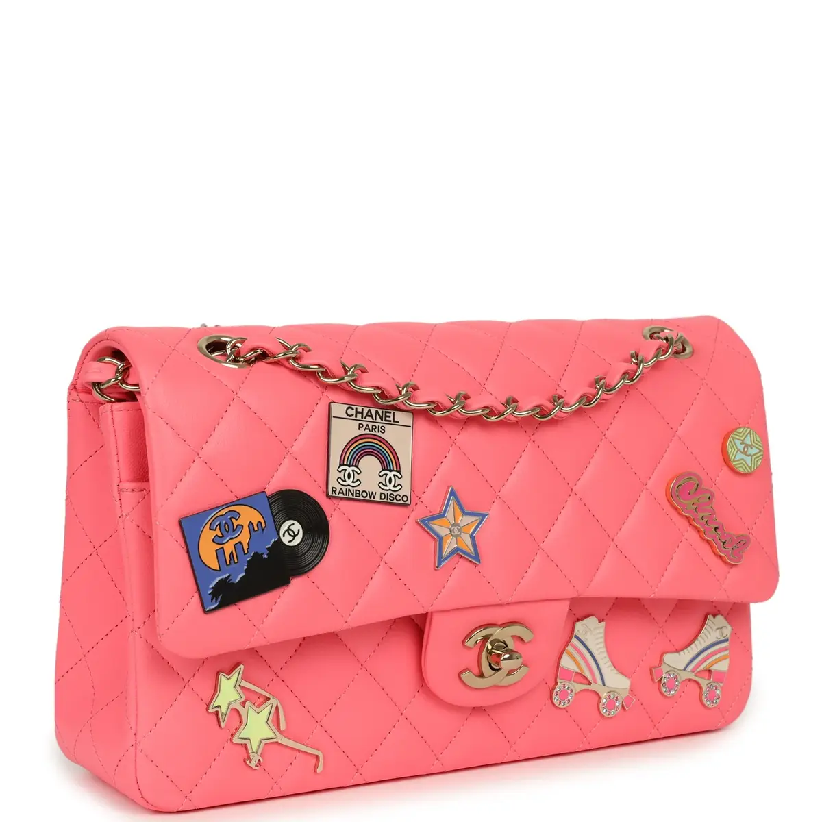 Chanel Chanel Medium "Hollywood Charms" Classic Double Flap Bag Coral Lambskin Gold Hardware | Thumbnail 2