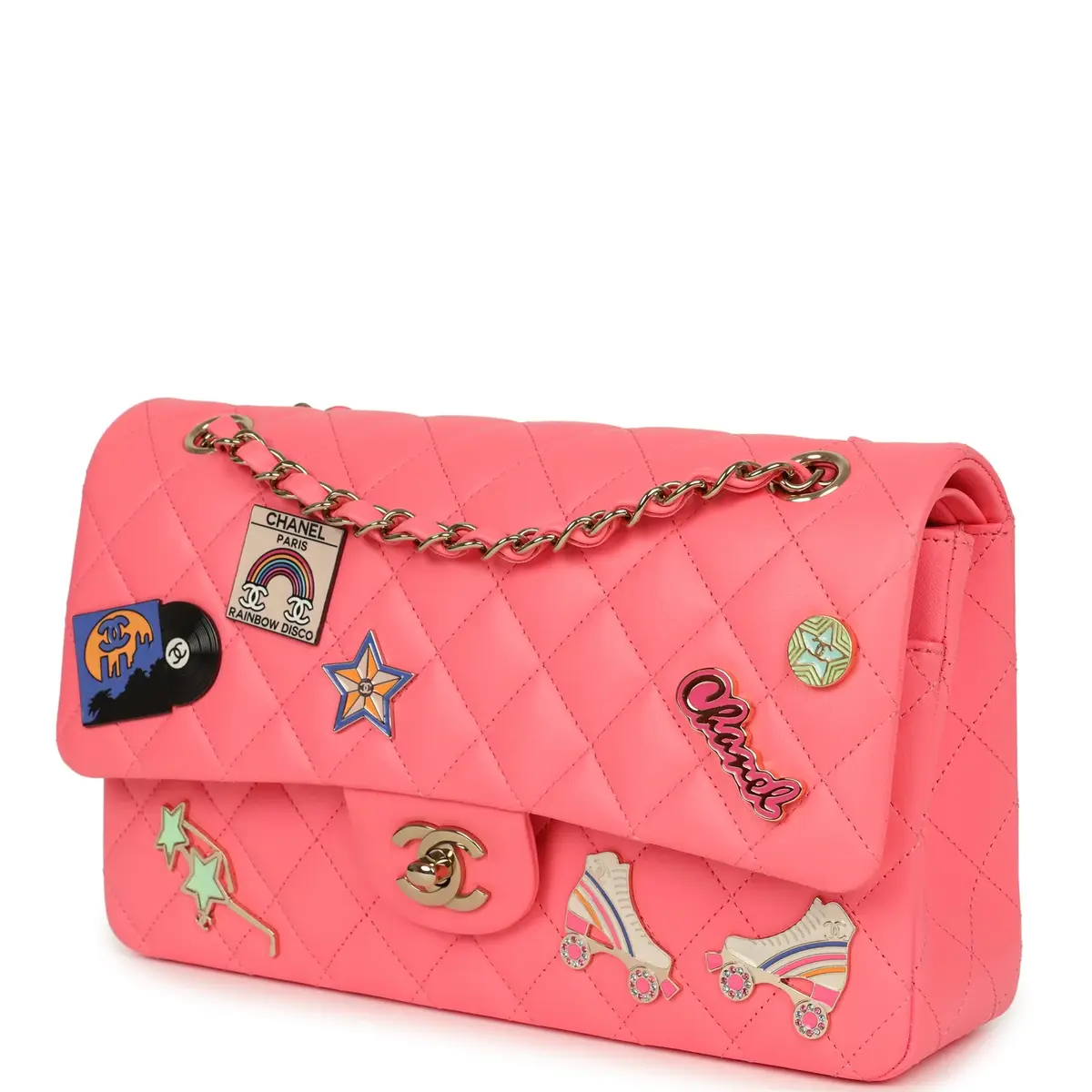 Chanel Chanel Medium "Hollywood Charms" Classic Double Flap Bag Coral Lambskin Gold Hardware | Thumbnail 5