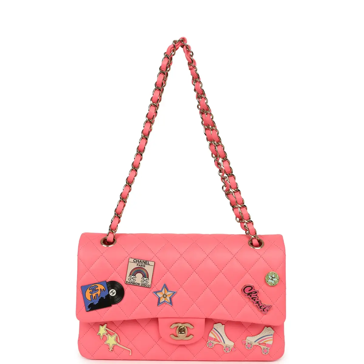 Chanel Chanel Medium "Hollywood Charms" Classic Double Flap Bag Coral Lambskin Gold Hardware | Thumbnail 7