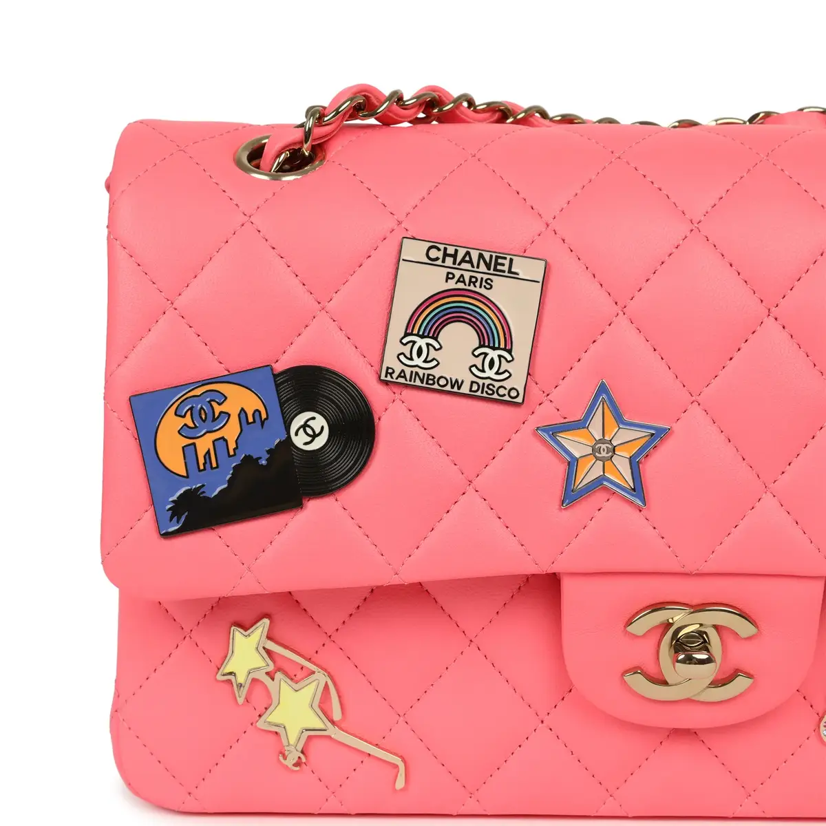 Chanel Chanel Medium "Hollywood Charms" Classic Double Flap Bag Coral Lambskin Gold Hardware | Thumbnail 8